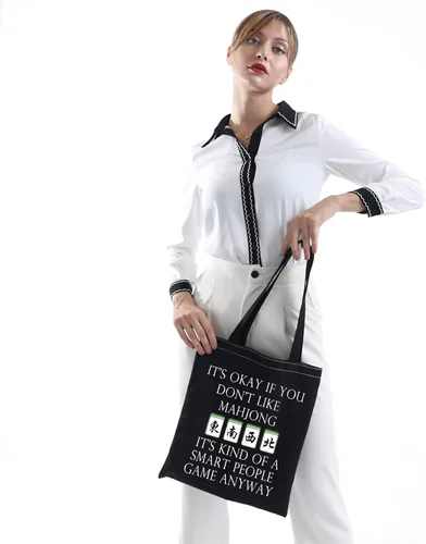 Miniatura 9 de MNIGIU Bolsa de lona Mahjong - Bolsa de regalo para amantes de Mahjong
