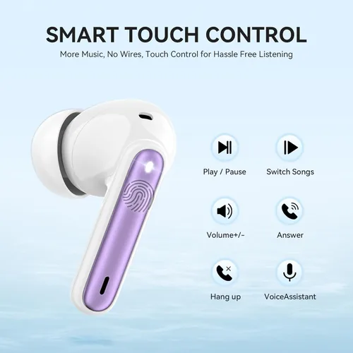 Miniatura 5 de Auriculares inalámbricos, auriculares Bluetooth 5.3, 40 horas de reproducción, estéreo de graves profundos, pantalla de alimentación LED