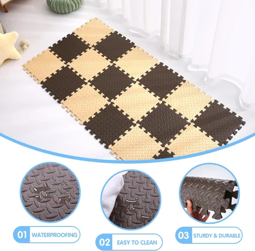 Miniatura 4 de Tapete de juego de espuma para bebé, tapete de espuma entrelazado de 0.4 pulgadas de grosor, tapete de juego suave no tóxico para bebé, tapete