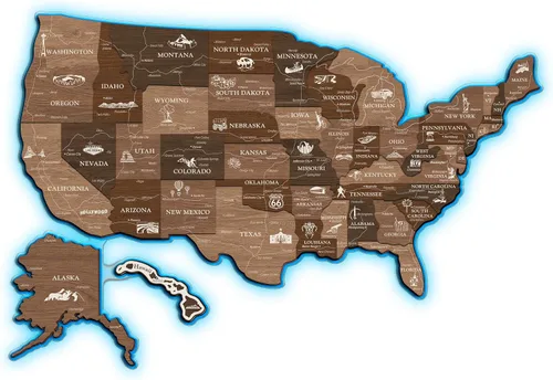 Miniatura 8 de JustLikeWood Rompecabezas de madera 3D de mapa de Estados Unidos de 16 x 9 ″ con los estados y capitales, decoraciones del 4 de julio, mapa de viaje