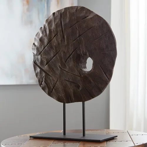Miniatura 4 de Signature Design by Ashley Dashburn - Escultura casual de madera, color negro y marrón oscuro