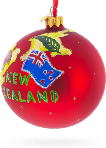 Miniatura 2 de Viaje a Nueva Zelanda bola de cristal adorno de Navidad 4 pulgadas