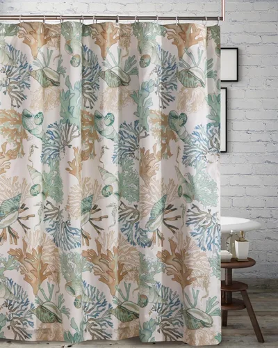 Greenland Home Fashions Cortina de ducha de tela Sensations, decoración elegante para el baño, lavable a máquina, 72 pulgadas x 72 pulgadas, Atlantis
