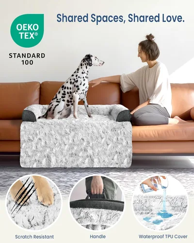Miniatura 3 de Cama calmante para perros grande para sofá, funda de sofá extraíble de 41 x 37 pulgadas para perros, lavable, antideslizante y esponjosa de felpa
