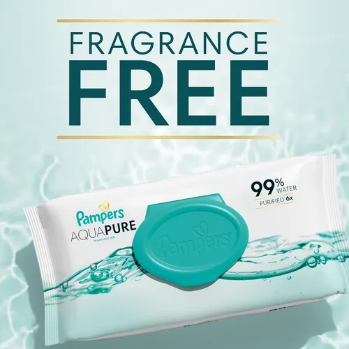 Miniatura 10 de Pampers Aqua Pure Toallitas para bebé, 99% agua, sin fragancia, 896 toallitas para bebé en total (16 paquetes con tapa abatible)
