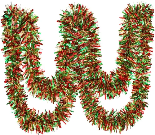 Miniatura 13 de Ceenna Guirnalda de oropel de Navidad de 150 pies, guirnalda metálica giratoria, brillante para colgar en el árbol de Navidad, suministros de Negro