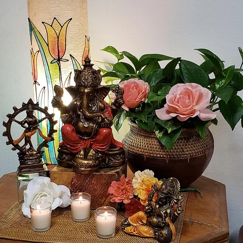 Miniatura 9 de Ganesha - Cabeza de elefante y cuerpo humano que elimina obstáculos del camino de uno, decoración de dormitorio, oficina en casa, estatua Rojo