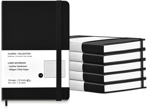 Miniatura 9 de Paquete de 6 cuadernos de bolsillo, cuadernos pequeños, mini bloc de notas con rayas universitarias, de tapa dura de cuero, para oficina, hogar