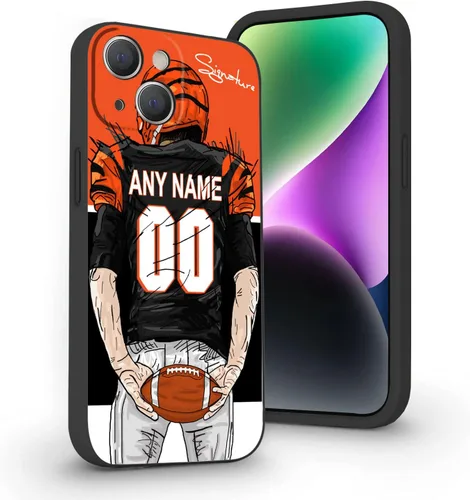 Miniatura 30 de Funda de fútbol personalizada con nombre y número para iPhone17 Air 16 15 Pro Max 14 13 Mini 12 11 Xs Max Xr SE3 8 7 6 Plus, silicona líquida