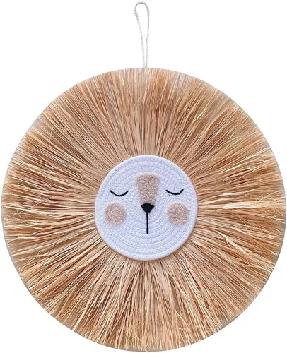 Miniatura 16 de Tapiz para colgar en la pared con cabeza de animal, tejido a mano para colgar en la pared, decoración de pared de dibujos animados, león, tigre, H