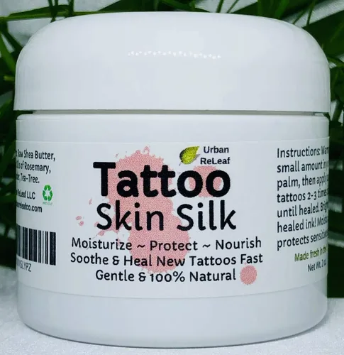 Miniatura 5 de Urban ReLeaf ¡Seda de piel de tatuaje! ¡Cura la tinta nueva rápido! ¡Ilumina los tatuajes viejos! Ungüento de crema de manteca de karité 100%