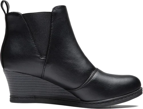 Miniatura 5 de Vepose Botas de tobillo para mujer, botines de tacón de cuña negro, zapatos casuales para mujer
