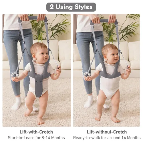 Miniatura 2 de Ayudante para caminar para bebés, arnés de mano para caminar, cinturón de asistente para caminar para bebés, soporte de pie para niños pequeños, Gris