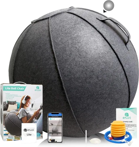 Silla de bola Lite, pelota de yoga con funda para escritorio de oficina en casa, pelota de estabilidad y asiento de bola de equilibrio para aliviar