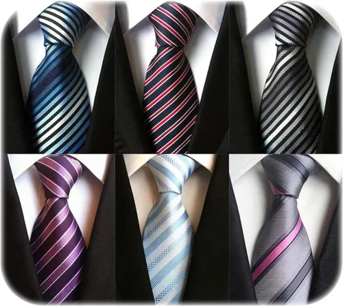 Miniatura 29 de WeiShang Lote de 6 corbatas clásicas de seda para hombre, corbatas tejidas jacquard