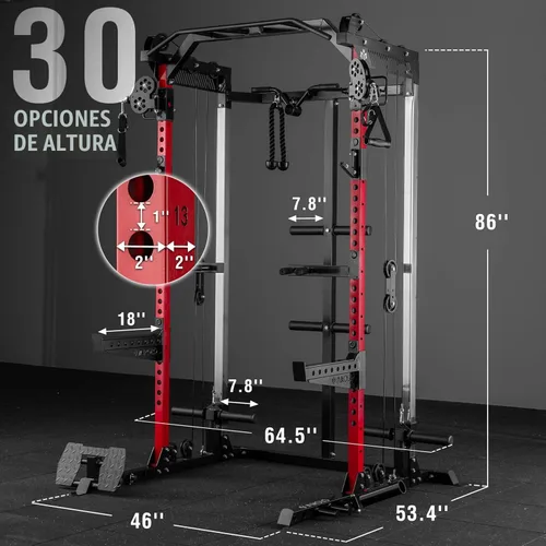 Miniatura 4 de Mikolo - Jaula de fuerza de 2000LB, banco de potencia con sistema de polea doble independiente, máquina de entrenamiento multifunción para gimnasio