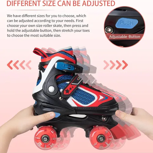 Miniatura 4 de Nattork Patines de ruedas para niños y niñas, patines cuádruples ajustables de 4 tamaños con todas las ruedas iluminadas - regalo de cumpleaños