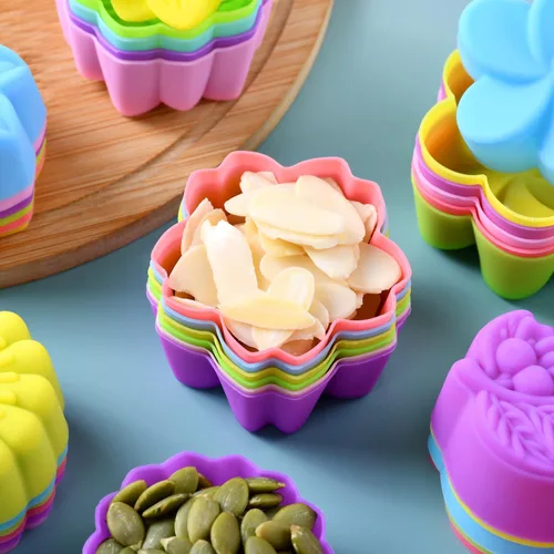 Miniatura 5 de Vasos de silicona reutilizables para hornear, forros de silicona de tamaño mini de 2 pulgadas para hornear, forros reutilizables para muffins