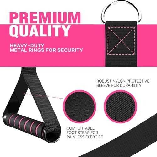 Miniatura 5 de Kit de barra de pilates Bbtops con bandas de resistencia, barra de pilates con bandas apilables, equipo de entrenamiento para piernas, cadera, Rosa