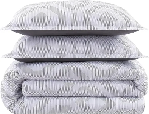 Miniatura 3 de SERTA Simply Clean Skyler - Juego de edredón geométrico suave y moderno de 2 piezas con funda de almohada para todas las estaciones, tamaño Gris