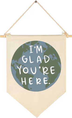 Cartel de pared con texto en inglés "I'm Glad You're Here-Class", decoración para profesores, regalo de bienvenida, inspirador, afirmación positiva,