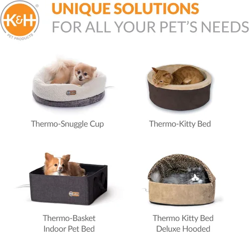 Miniatura 9 de K&H Pet Products Cama térmica para gatos, cueva térmica para gatos grandes, cama climatizada para mascotas para perros y gatos, tienda de campaña