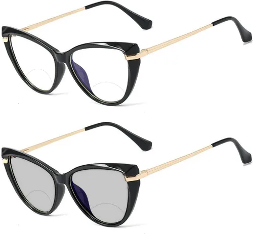 laureles /Photochromic Bifocal Reading Glasses Ladies Cat Glasses Marcos Hombres Ampliación Moda Transición Presbicia