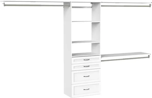 Miniatura 14 de ClosetMaid SuiteSymphony - Kit de armario colgante incluye (1) torre, (3) varillas para armario y (6) estantes, color blanco