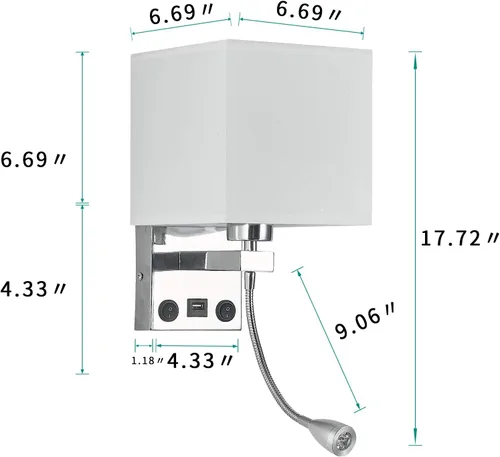 Miniatura 5 de Apliques de pared con cableado moderno para dormitorio con puerto USB y lámpara de lectura, lámparas de pared de noche para hotel, sala de estar