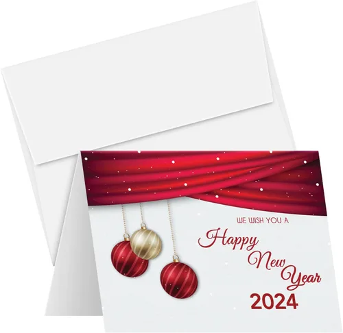 2024 We Wish You A Happy New Year Tarjetas de felicitación – Nochebuena roja, Navidad, vacaciones, saludos, invitaciones, agradecimientos, anuncios,