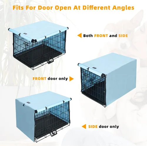 Miniatura 3 de X-ZONE PET Cubierta para jaula de perro de doble puerta - Cubierta para perrera de poliéster, se ajusta a jaula de alambre para perros de 24