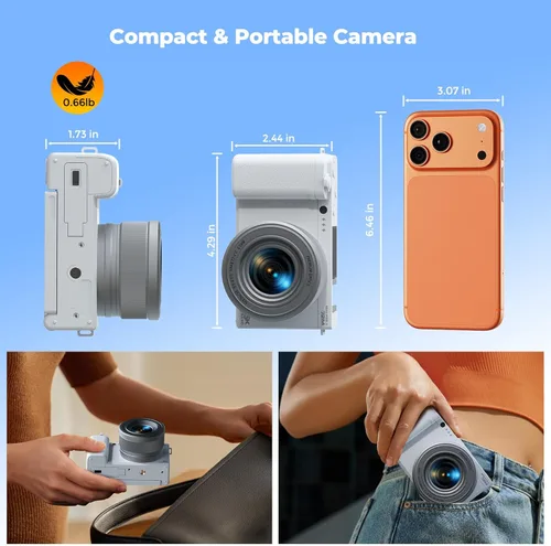 Miniatura 9 de Cámara digital 5K para fotografía, cámara de enfoque automático de 72 MP con zoom óptico 6X, cámara de vlogging de pantalla abatible de 180°