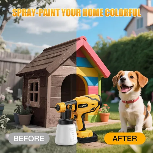 Miniatura 3 de Pulverizador de pintura inalámbrico para batería Dewalt de 20 V, pulverizador de pintura sin escobillas de 600 W con contenedor de 1000 lúmenes