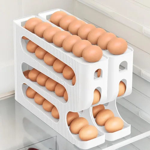Miniatura 2 de Sotfamily Soporte para huevos para nevera, dispensador automático de huevos para refrigerador, encimera, cocina, rodillo de huevos que ahorra