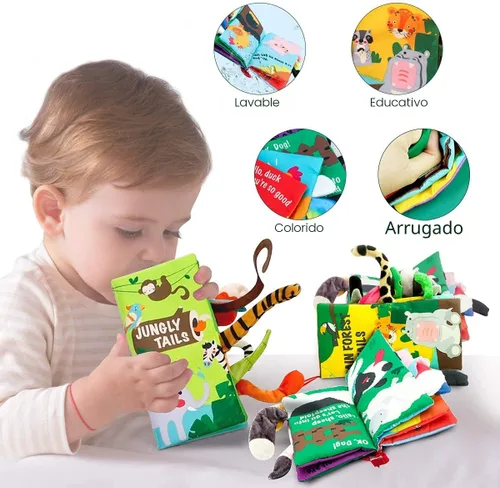 Miniatura 3 de beiens Juguetes para bebés, libros suaves y arrugados de tela para tacto y tacto, juguetes para bebés de 0-3-6-12-18 meses, juego de regalos de baby