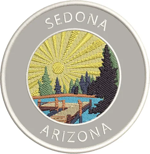 Miniatura 3 de Lake Dock - Sedona - Arizona - Bordado de 3.5 pulgadas para planchar o coser, parches decorativos para vacaciones, aventura, tema novedoso