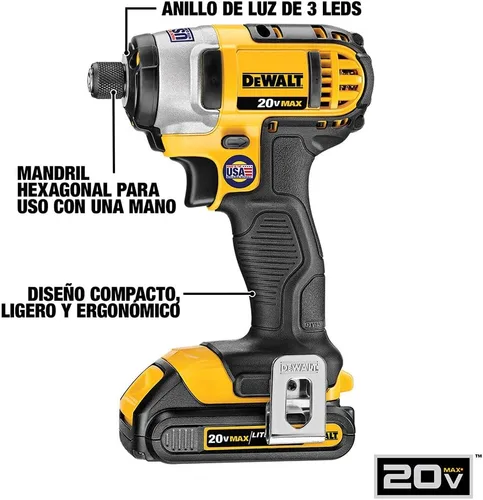 Miniatura 6 de DEWALT Juego de herramientas mecánicas, taladro/controlador y destornillador de impacto (DCK240C2)