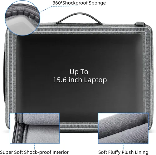 Miniatura 3 de TUDEQU Bolsa para laptop de 15.6 pulgadas con correa, bolsa de computadora, funda para portátil, funda para laptop, bolsa de hombro para computadora