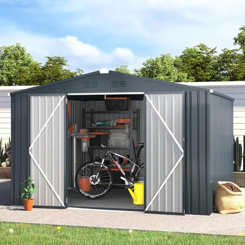 Miniatura 35 de AECOJOY Cobertizo de almacenamiento al aire libre de 5 x 3 pies, pequeño cobertizo de metal con puerta con cerradura, almacenamiento de utilidad