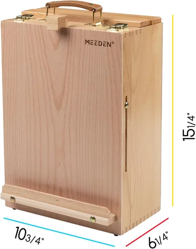 Miniatura 2 de MEEDEN Caja de bocetos de caballete de mesa grande, caja de caballete de escritorio de madera de haya maciza ajustable, caballete de viaje