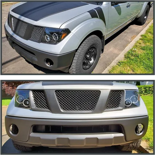 Miniatura 2 de SPEC-D TUNING Faros Delanteros Proyectores LED con Halo Negro Azabache Compatibles con Nissan Pathfinder 2005-2007, Nissan Frontier 2005-2008, Par