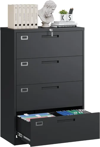 Miniatura 17 de Yizosh Archivador de 2 cajones con cerradura, gabinete de almacenamiento de archivos de oficina con bloqueo de metal con cajones, organizador