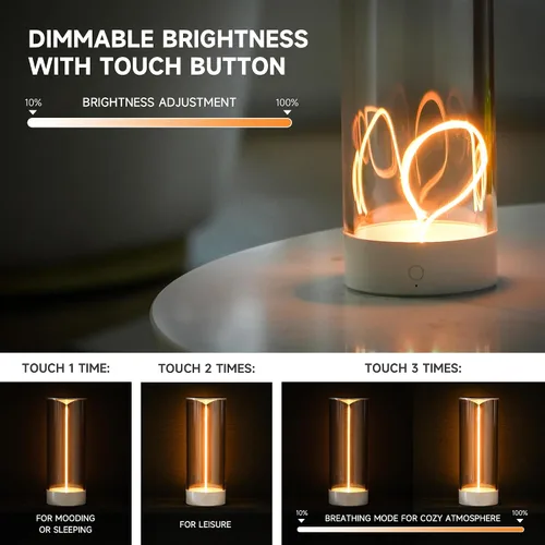 Miniatura 3 de AUGE LIGHT Lámpara de Escritorio Minimalista Inalámbrica Lámparas de Mesa LED Recargables Modernas Luces de Mesa de Noche Regulables con 3 Niveles