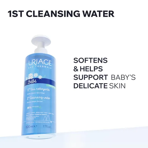 Miniatura 2 de Uriage Baby 1st cleansing water with Organic Edelweiss, Softens baby's delicate skin, Ultra-convenient pump, Soap Free, Face & body, Physiological pH