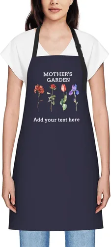 Miniatura 13 de Delantales personalizados para mujer, diseño de delantal de chef ajustable con nombre, textos, fotos, flores, regalos para el día de la madre