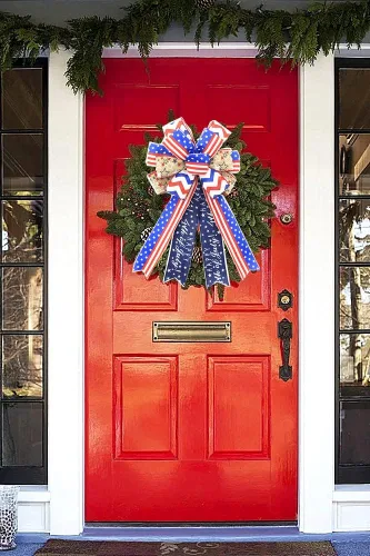 Miniatura 6 de Arcos patrióticos grandes para corona, lazos del 4 de julio, bandera de Estados Unidos, rojo, azul, blanco, estrellas, rayas, lazos para el Día