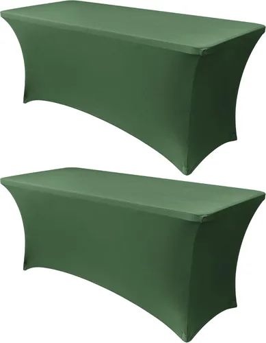 Miniatura 17 de Obstal Funda de mesa de elastano elástica de 4 pies para mesas plegables estándar, paquete de 2 manteles rectangulares universales ajustables