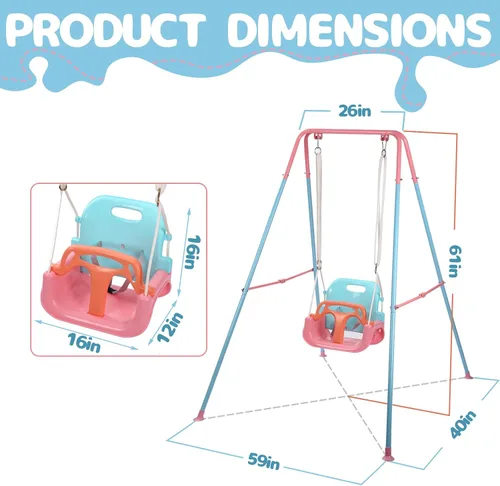 Miniatura 5 de TALECO Gear - Juego de columpios 3 en 1 para patio trasero, columpio de bebé para exteriores/interiores, juego de columpios para niños de 6 meses