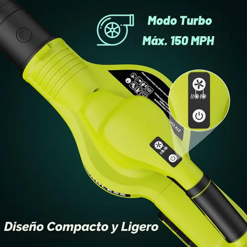 Miniatura 3 de Soplador de hojas inalámbrico, potente soplador eléctrico de hojas de 21 V con 2 baterías y cargador, 2 modos de velocidad, sopladores de hojas