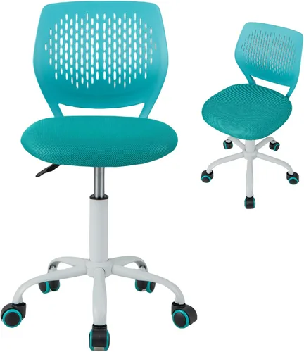 Miniatura 12 de MEDIMALL Silla de escritorio para niños, silla de oficina ergonómica azul para niños de 8 a 12 años con soporte lumbar, silla de escritorio